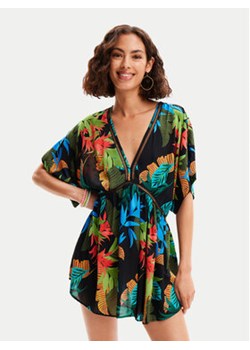 Desigual Sukienka plażowa Tropical Party 24SWMW23 Czarny Loose Fit ze sklepu MODIVO w kategorii Odzież plażowa - zdjęcie 171568464