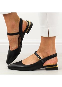Czarne pu sandały damskie na obcasie Sergio Leone sk831 ze sklepu suzana.pl w kategorii Balerinki - zdjęcie 171569003
