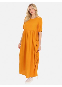 Pomarańczowa lniana sukienka długa Potis & Verso Moon ze sklepu Eye For Fashion w kategorii Sukienki - zdjęcie 171575260