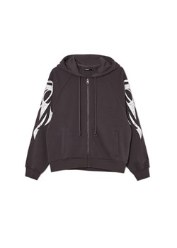 Cropp - Czarna bluza hoodie z czaszkami - szary ze sklepu Cropp w kategorii Bluzy damskie - zdjęcie 171575364