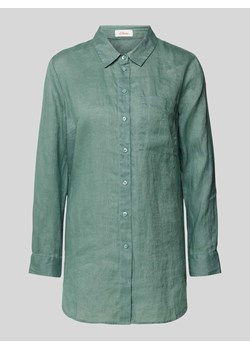 Bluzka lniana z kieszenią na piersi model ‘Tuni’ ze sklepu Peek&Cloppenburg  w kategorii Koszule damskie - zdjęcie 171576800