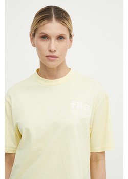Fila t-shirt bawełniany Linyi damski kolor żółty FAW0764 ze sklepu ANSWEAR.com w kategorii Bluzki damskie - zdjęcie 171579333