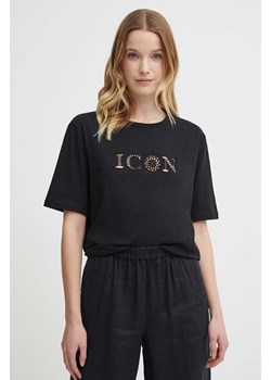 Sisley t-shirt bawełniany damski kolor czarny ze sklepu ANSWEAR.com w kategorii Bluzki damskie - zdjęcie 171579414