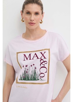 MAX&amp;Co. t-shirt bawełniany x FATMA MOSTAFA damski kolor fioletowy 2416941018200 ze sklepu ANSWEAR.com w kategorii Bluzki damskie - zdjęcie 171579480