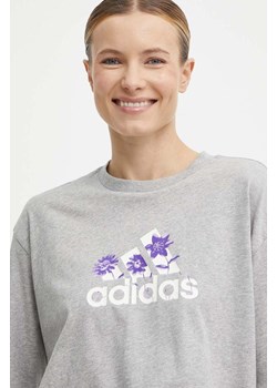 adidas t-shirt bawełniany damski kolor szary ze sklepu ANSWEAR.com w kategorii Bluzki damskie - zdjęcie 171579533