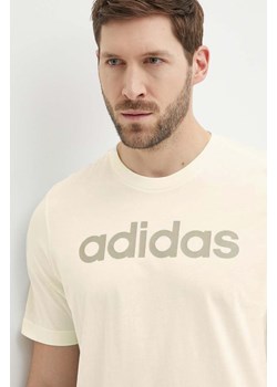adidas t-shirt bawełniany męski kolor beżowy z nadrukiem IS1345 ze sklepu ANSWEAR.com w kategorii T-shirty męskie - zdjęcie 171579543
