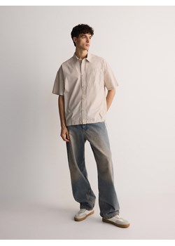 Reserved - Koszula boxy fit z krótkim rękawem - kremowy ze sklepu Reserved w kategorii Koszule męskie - zdjęcie 171580511