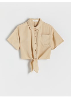 Reserved - Koszula z wiązaniem - beżowy ze sklepu Reserved w kategorii Koszule dziewczęce - zdjęcie 171580612