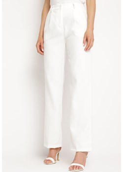 Białe Spodnie w Stylu Garniturowym ze Szlufkami Dionissa ze sklepu Born2be Odzież w kategorii Spodnie damskie - zdjęcie 171581974