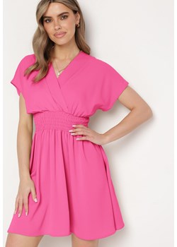 Różowa Sukienka z Kopertowym Dekoltem Rozkloszowana  Alarvea ze sklepu Born2be Odzież w kategorii Sukienki - zdjęcie 171582154