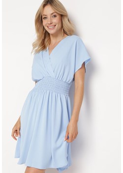 Niebieska Sukienka z Kopertowym Dekoltem Rozkloszowana  Alarvea ze sklepu Born2be Odzież w kategorii Sukienki - zdjęcie 171582161