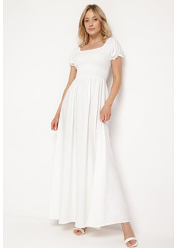 Biała Rozkloszowana Sukienka z Elastyczną Górą i Gumką w Talii Aliexava ze sklepu Born2be Odzież w kategorii Sukienki - zdjęcie 171582194