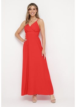 Czerwona Sukienka z Kopertowym Dekoltem na Cienkich Ramiączkach Piamena ze sklepu Born2be Odzież w kategorii Sukienki - zdjęcie 171582271
