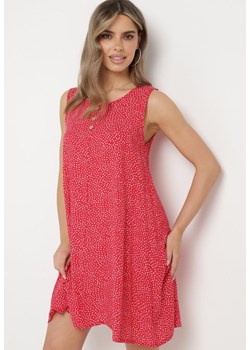 Czerwona Bawełniana Sukienka w Kropki bez Rękawów Zdobiona Guzikami Cavlena ze sklepu Born2be Odzież w kategorii Sukienki - zdjęcie 171582701
