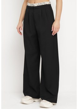 Czarne Spodnie Szerokie Garniturowe z Wyższym StanemNelleia ze sklepu Born2be Odzież w kategorii Spodnie damskie - zdjęcie 171582743