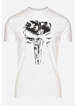 Biała Bawełniana Koszulka T-shirt z Krótkim Rękawem i Nadrukiem Hadiana ze sklepu Born2be Odzież w kategorii T-shirty męskie - zdjęcie 171582894