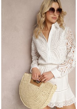 Biała Klasyczna Koszula z Ażurowym Wzorem Kaylena ze sklepu Renee odzież w kategorii Koszule damskie - zdjęcie 171583221