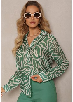 Zielona Klasyczna Koszula z Długim Rękawem i Zapięciem na Guziki Funara ze sklepu Renee odzież w kategorii Koszule damskie - zdjęcie 171583281