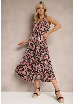 Czarno-Różowa Rozkloszowana Sukienka na Lato Ozdobiona Wzorem Paisley Kiola ze sklepu Renee odzież w kategorii Sukienki - zdjęcie 171583431