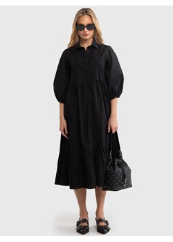 Sukienka damska midi o luźnym kroju z rękawem 3/4 czarna Darba 906 ze sklepu Big Star w kategorii Sukienki - zdjęcie 171583950