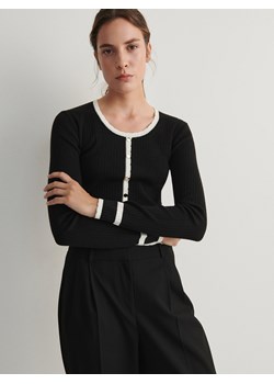 Reserved - Sweter z kontrastową lamówką - czarny ze sklepu Reserved w kategorii Swetry damskie - zdjęcie 171584823