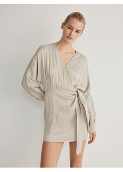 Reserved - Sukienka mini z wiązaniem - kremowy ze sklepu Reserved w kategorii Sukienki - zdjęcie 171584972