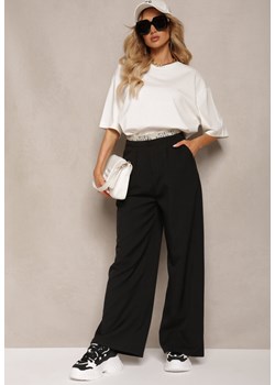 Czarne Szerokie Spodnie w Stylu Garniturowym High Waist Folara ze sklepu Renee odzież w kategorii Spodnie damskie - zdjęcie 171585912