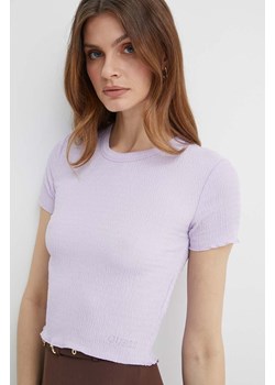 Guess t-shirt damski kolor różowy ze sklepu ANSWEAR.com w kategorii Bluzki damskie - zdjęcie 171588522