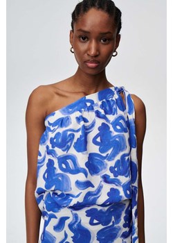 Undress Code bluzka z lnem Gloria kolor turkusowy wzorzysta ze sklepu ANSWEAR.com w kategorii Bluzki damskie - zdjęcie 171588593