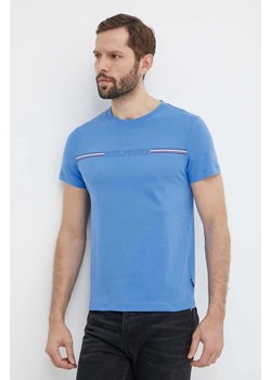Tommy Hilfiger t-shirt bawełniany męski kolor niebieski z nadrukiem MW0MW34428 ze sklepu ANSWEAR.com w kategorii T-shirty męskie - zdjęcie 171588834