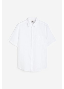 H & M - Lniana koszula z krótkim rękawem Regular Fit - Biały ze sklepu H&M w kategorii Koszule męskie - zdjęcie 171590720