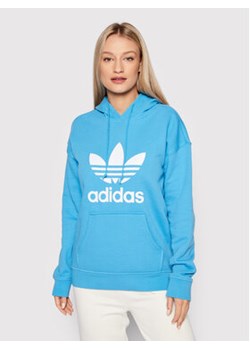 adidas Bluza adicolor Trefoil HE6952 Niebieski Regular Fit ze sklepu MODIVO w kategorii Bluzy damskie - zdjęcie 171593434