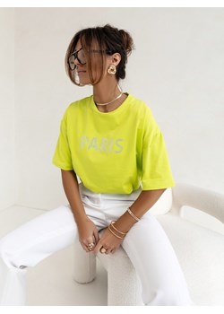 T-shirt New Paris Limonkowy ze sklepu Lisa Mayo w kategorii Bluzki damskie - zdjęcie 171594623
