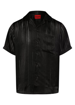 HUGO Koszula męska - Ellino Mężczyźni Regular Fit wiskoza czarny w paski ze sklepu vangraaf w kategorii Koszule męskie - zdjęcie 171595852