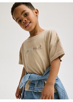 Reserved - T-shirt oversize z haftem - beżowy ze sklepu Reserved w kategorii T-shirty chłopięce - zdjęcie 171596981