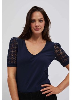 Bawełniana bluzka z ażurowymi rękawami ze sklepu 5.10.15 w kategorii Bluzki damskie - zdjęcie 171598191