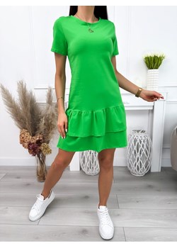 Zielona Sukienka z  Falbankami ze sklepu ModnaKiecka.pl w kategorii Sukienki - zdjęcie 171609593