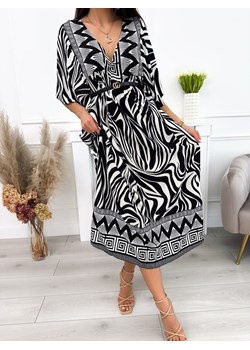 Czarno-Beżowa Sukienka Maxi ze sklepu ModnaKiecka.pl w kategorii Sukienki - zdjęcie 171609674