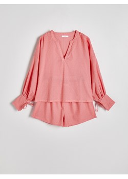 Reserved - Dwuczęściowa piżama z bawełny - brzoskwiniowy ze sklepu Reserved w kategorii Piżamy damskie - zdjęcie 171610204