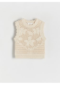 Reserved - Dzianinowa kamizelka - kremowy ze sklepu Reserved w kategorii Swetry dziewczęce - zdjęcie 171610564