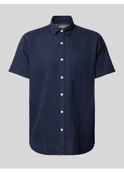 Koszula casulowa o kroju regular fit z mieszanki lnu i bawełny z kieszenią na piersi ze sklepu Peek&Cloppenburg  w kategorii Koszule męskie - zdjęcie 171611092