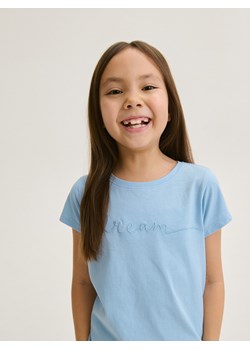Reserved - Bawełniany t-shirt z haftem - jasnoniebieski ze sklepu Reserved w kategorii Bluzki dziewczęce - zdjęcie 171688701