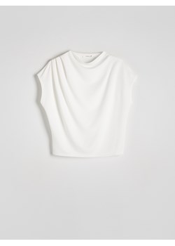 Reserved - Bluzka z drapowaniem - złamana biel ze sklepu Reserved w kategorii Bluzki damskie - zdjęcie 171688713