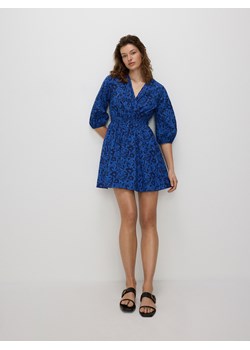 Reserved - Wzorzysta sukienka mini z bawełny - niebieski ze sklepu Reserved w kategorii Sukienki - zdjęcie 171688781