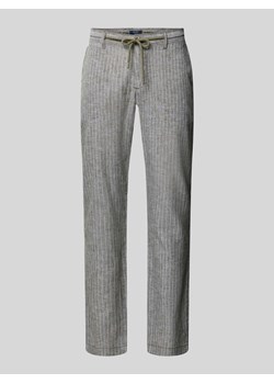 Spodnie lniane o kroju regular fit z wiązanym paskiem ze sklepu Peek&Cloppenburg  w kategorii Spodnie męskie - zdjęcie 171689823
