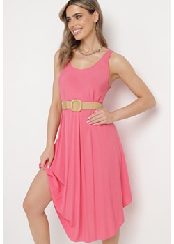 Różowa Rozkloszowana Sukienka z Bawełny Tesaxelle ze sklepu Born2be Odzież w kategorii Sukienki - zdjęcie 171690910