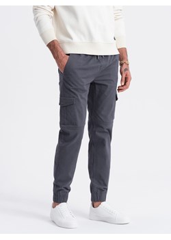 Spodnie męskie JOGGERY z zapinanymi kieszeniami cargo - grafitowe V3 OM-PAJO-0123 ze sklepu ombre w kategorii Spodnie męskie - zdjęcie 171691981