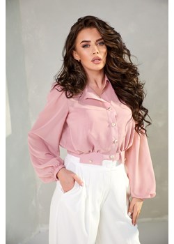szyfonowa koszula bluzka harmonex la perla polski produkt premium - pudrowy róż ze sklepu STYLOWO w kategorii Koszule damskie - zdjęcie 171692594