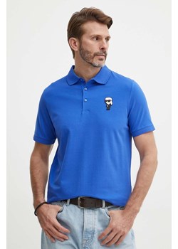 Karl Lagerfeld polo męski kolor niebieski gładki 542221.745022 ze sklepu ANSWEAR.com w kategorii T-shirty męskie - zdjęcie 171694624