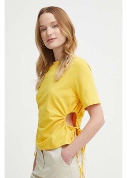 Sisley t-shirt damski kolor żółty ze sklepu ANSWEAR.com w kategorii Bluzki damskie - zdjęcie 171694791